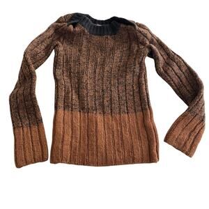 Mabli Boys Brown Rib Knit Colorblock !00% Wool Sweater size 12 Months